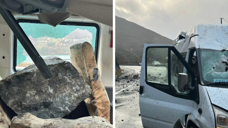 Yama&ccedil;tan D&uuml;şen Kaya Minib&uuml;s&uuml;n &Uuml;zerine D&uuml;şt&uuml;