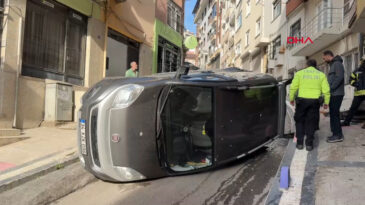 Yokuş Aşağı İnerken Duvara &Ccedil;arpıp Devrildi