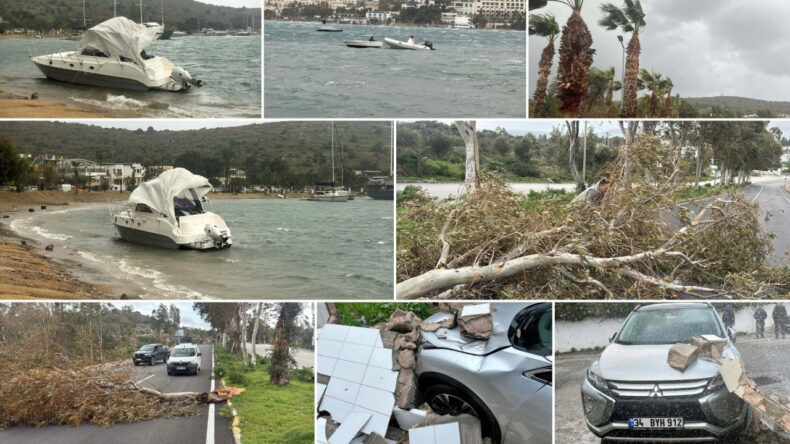 Ağa&ccedil;lar Devrildi, Yat Karaya Oturdu, Feribot Seferleri İptal Edildi