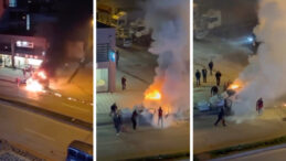 Ara&ccedil; Alev Aldı, Esnaf Yangın T&uuml;pleriyle Koştu