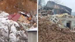 Artvin'de Heyelan: Ev ile Ahır Yıkıldı