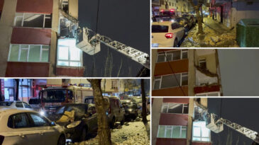 Bah&ccedil;elievler'de 6 Katlı Binanın İki Balkonu &Ccedil;&ouml;kt&uuml;