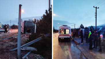 Burdur'da Yolcu Otob&uuml;s&uuml; Devrildi: 12 Kişi Yaralandı
