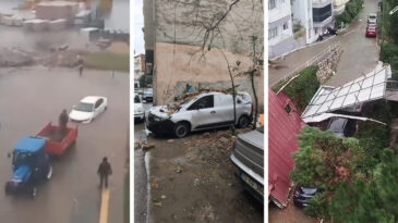 Bursa'da fırtına ve kuvvetli yağış: &Ccedil;atılar u&ccedil;tu, deniz taştı