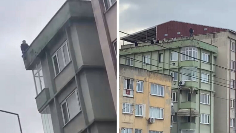 Eşiyle Kavga Eden Adam Çatıdan Kendini Sarkıttı, Polis Zor İkna Etti