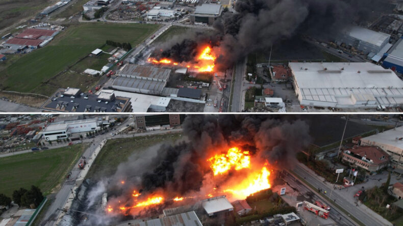 Fabrika Yangını Kısa S&uuml;rede B&uuml;y&uuml;d&uuml;