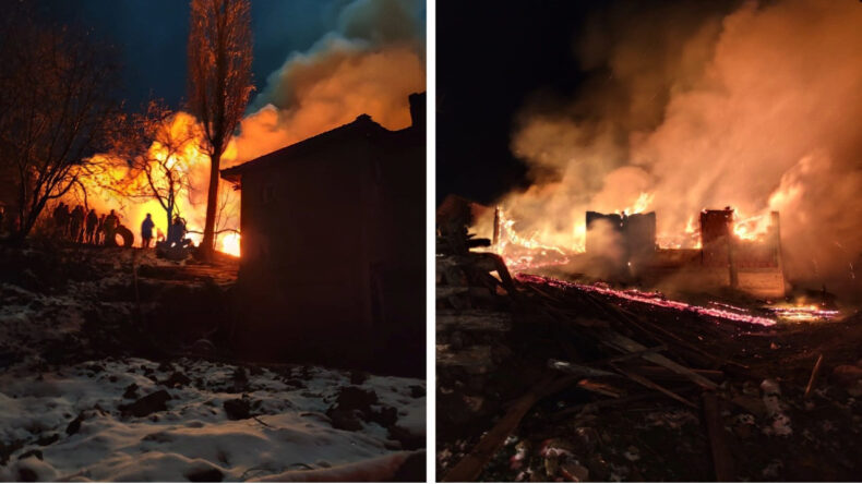 Gece Yarısı Korkutan Yangın: Evler Kül Oldu
