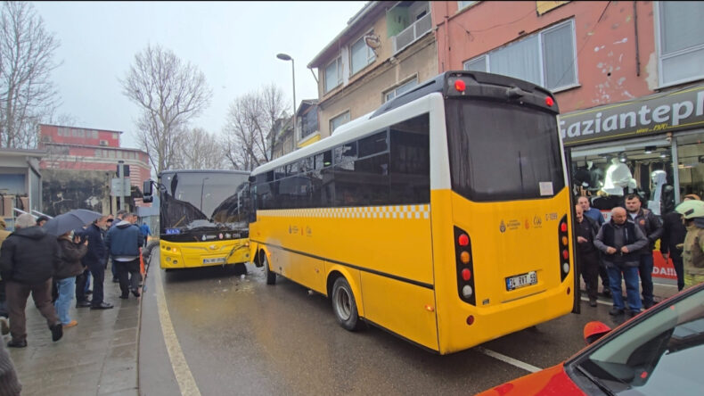İETT Otob&uuml;sleri Kafa Kafaya &Ccedil;arpıştı: Yaralılar Var