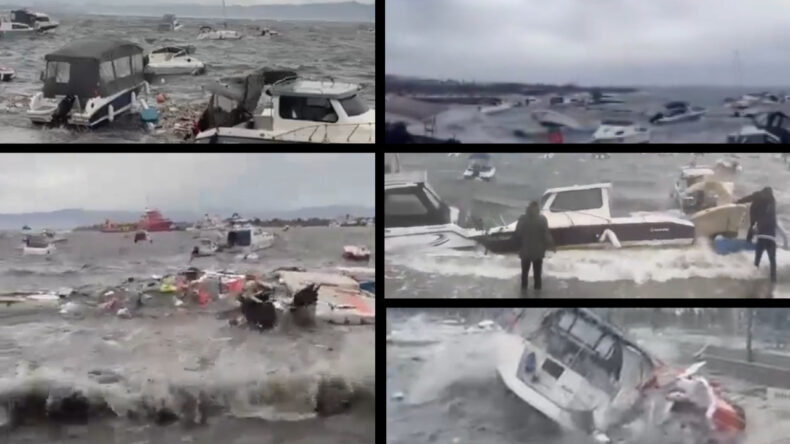 İstanbul'u Fırtına Vurdu: Tekneler Suyun Altında Kaldı