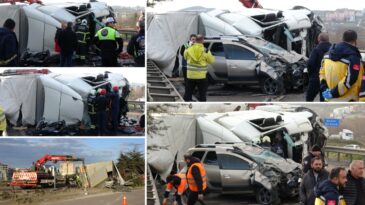 Karşı Şeride Ge&ccedil;en TIR Feci Bir Kazaya Sebep Oldu: 1 &Ouml;l&uuml;, 3 Yaralı