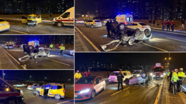 Karşı yola ge&ccedil;en otomobil taksi ile &ccedil;arpıştı: 1&rsquo;i ağır 3 yaralı