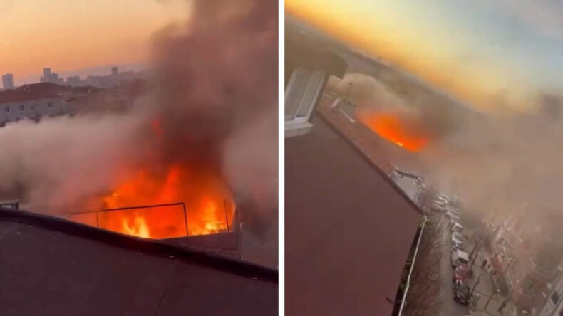 K&uuml;&ccedil;&uuml;k&ccedil;ekmece'de 3 Katlı Binada Yangın &Ccedil;ıktı