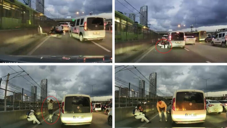 &lsquo;Pes&rsquo; Dedirten Anlar: &Ccedil;arptığı Kadına Yardım Etmek Yerine Aracını Kontrol Etti