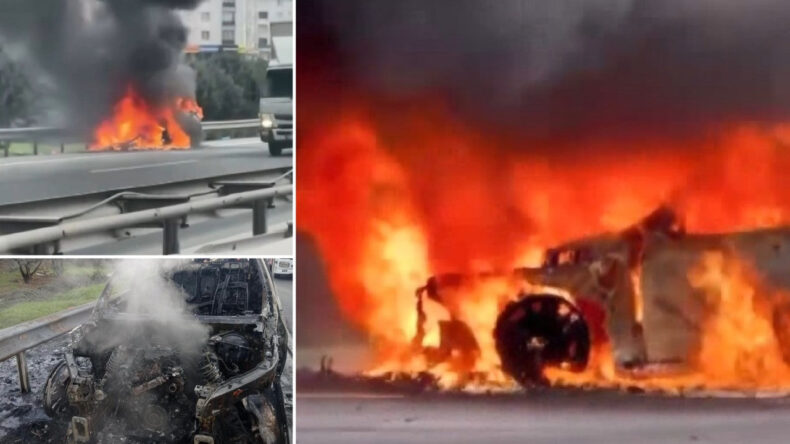 Lüks Araç TEM Yolu'nda Alev Alev Yandı
