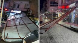 Manisa'da Kuvvetli R&uuml;zgar, Bir Bina &Ccedil;atısını U&ccedil;urdu