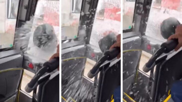 Motosiklet S&uuml;r&uuml;c&uuml;s&uuml;, Servis Minib&uuml;s&uuml;n&uuml;n Camını Kaskıyla Kırdı