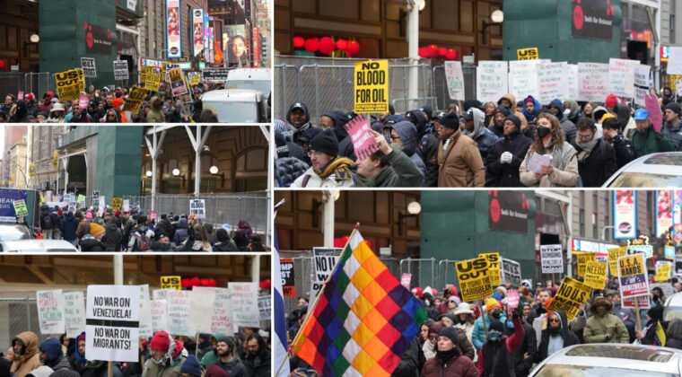 New York'ta Venezuela İle İlgili Protesto: Binlerce Kişi Savaşa Karşı Y&uuml;r&uuml;d&uuml;