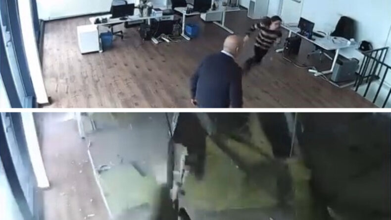 Ofis Tavanı Çöktü, İki Kişi Zatında Kurtuldu