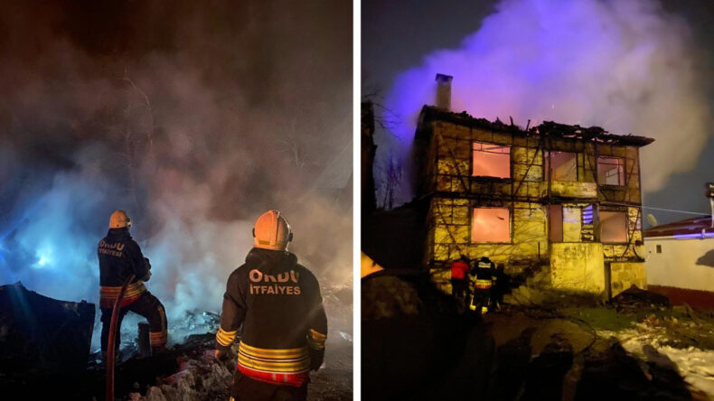 Ordu'da ardı ardına &ccedil;ıkan yangınlar: 2 ev ve 1 samanlık alev alev yandı, 2 kişi dumandan etkilendi