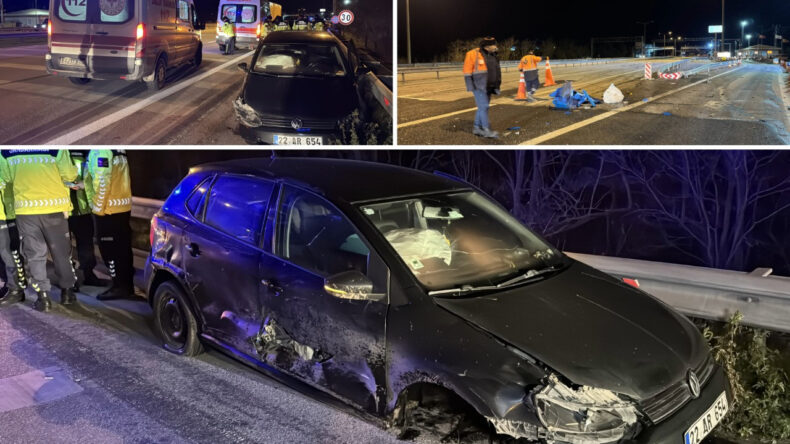 Otobanda Ters Yolda Giden Alkoll&uuml; S&uuml;r&uuml;c&uuml; Bariyere &Ccedil;arptı