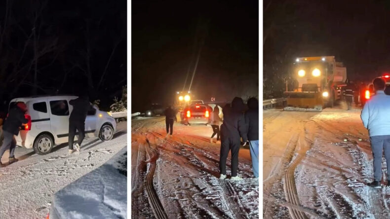 Oylat Kaplıcaları Yolu Kar Sebebiyle Kapandı: 20 Araç Mahsur Kaldı