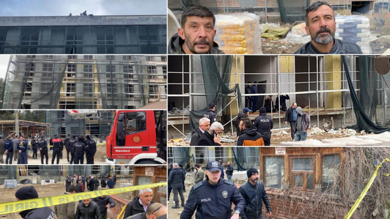 Parasını Alamayan İşçiler Çatıya Çıktı