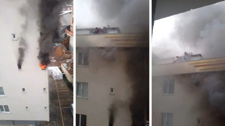 Sultanbeyli'de 5 katlı binada yangın: 8'i &ccedil;ocuk 12 kişi mahsur kaldı