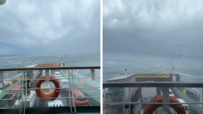 Sürüklenen Feribot Fırtınanın Ortasında Kaldı