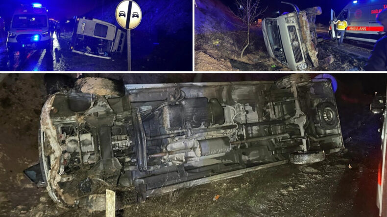 İşçi Servisi Şarampole Devrildi: 17 Kişi Yaralandı