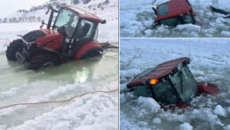 &Ccedil;ıldır G&ouml;l&uuml;'nde Buz Eridi, Trakt&ouml;r Suya Battı