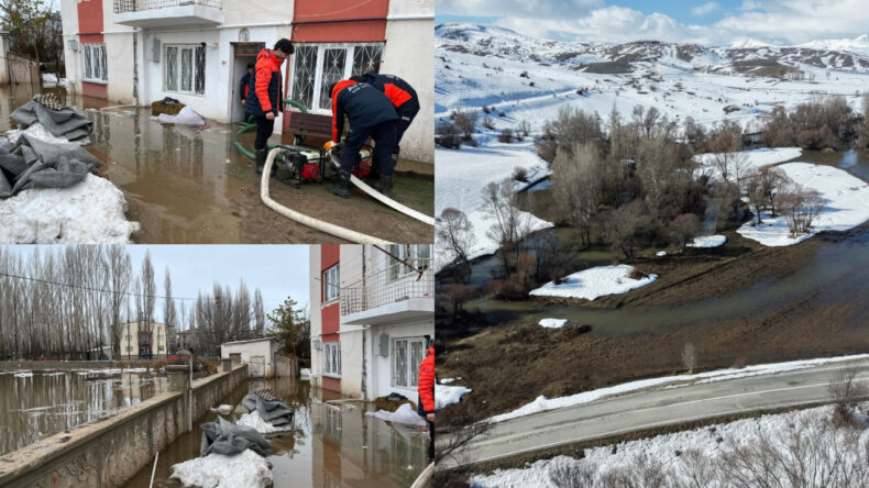 Eriyen Kar Suları Taşkınlara Sebep Oldu: Evler Sular Altında Kaldı