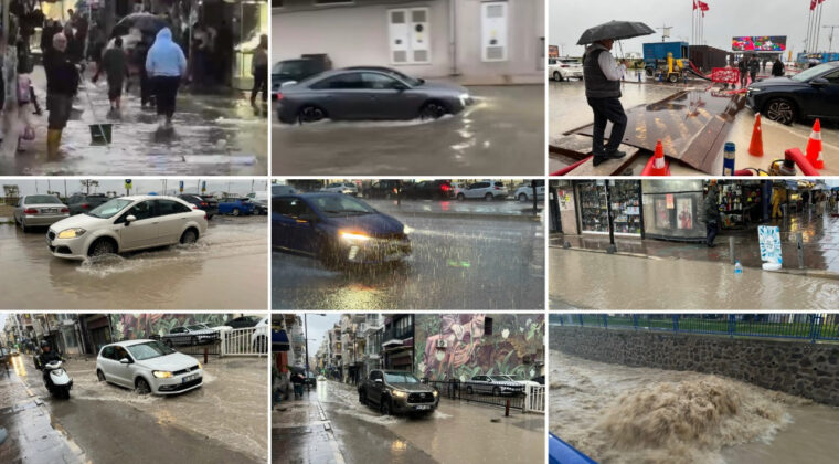 İzmir Sokakları Yağışla Savaş Halinde