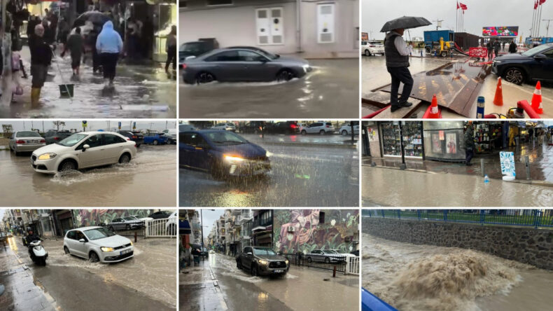 İzmir Sokakları Yağışla Savaş Halinde