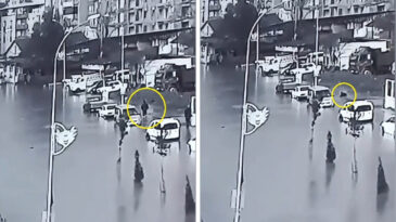 Kaldırımda Y&uuml;r&uuml;rken Su Dolu &Ccedil;ukura D&uuml;şt&uuml;