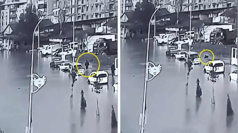 Kaldırımda Y&uuml;r&uuml;rken Su Dolu &Ccedil;ukura D&uuml;şt&uuml;