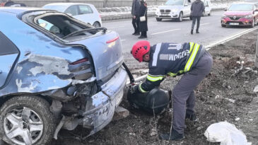 Kazada Panik Anları: LPG Tankı Koptu