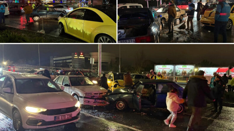 Kırmızı Işıkta Bekleyen 5 Araca &Ccedil;arpma Kazası: 2 Yaralı