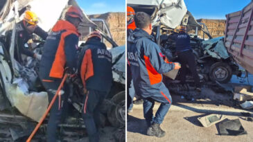 Okul Servisi Tırla &Ccedil;arpıştı: 1 &Ouml;l&uuml;, 6'sı &Ouml;ğrenci 7 Yaralı