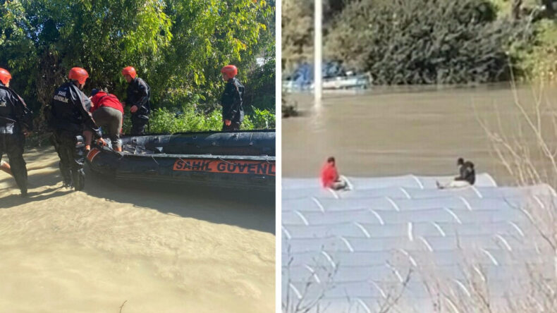 Sağanak Sonrası Seranın &Ccedil;atısında Mahsur Kaldılar
