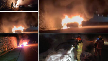 Seyir Halindeki Ara&ccedil; Alev Alev Yandı