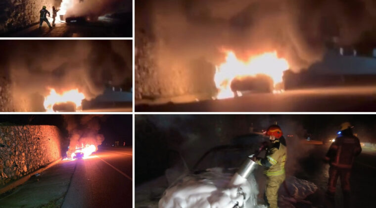 Seyir Halindeki Ara&ccedil; Alev Alev Yandı