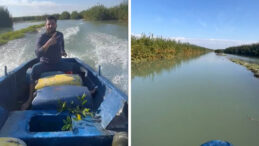 Su Altında Kalan Bah&ccedil;esine Kayıkla Ulaştı