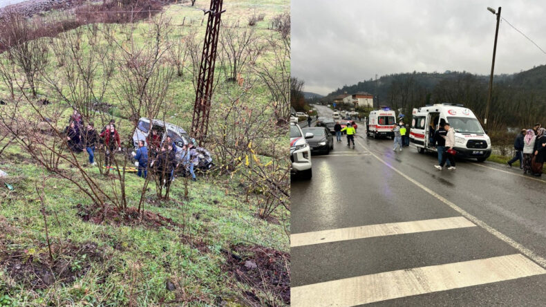 &Uuml;&ccedil; Ara&ccedil; &Ccedil;arpıştı; Bir Ara&ccedil; Şarampole Yuvarlandı