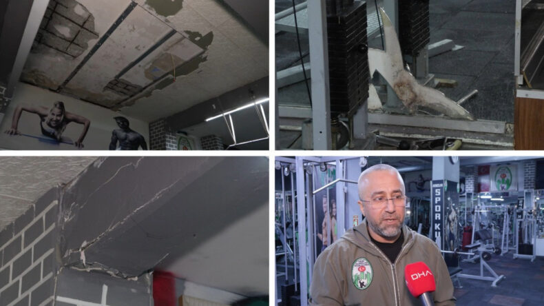 200 kiloluk tavan sırtına düştü: Spor salonu sular altında kaldı