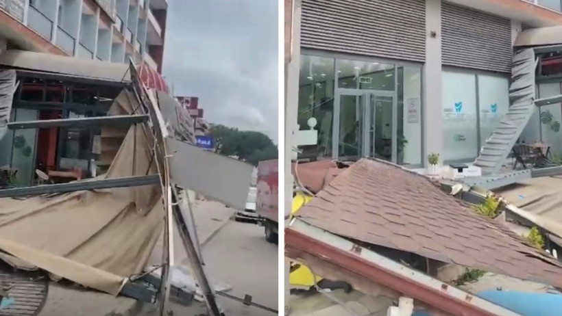 Şiddetli rüzgar nedeniyle devrilen ağaçlar