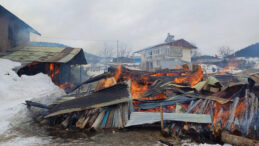 Artvin&rsquo;de yangın: 1 ev, 2 ahır ve 1 ambar k&uuml;le d&ouml;nd&uuml;