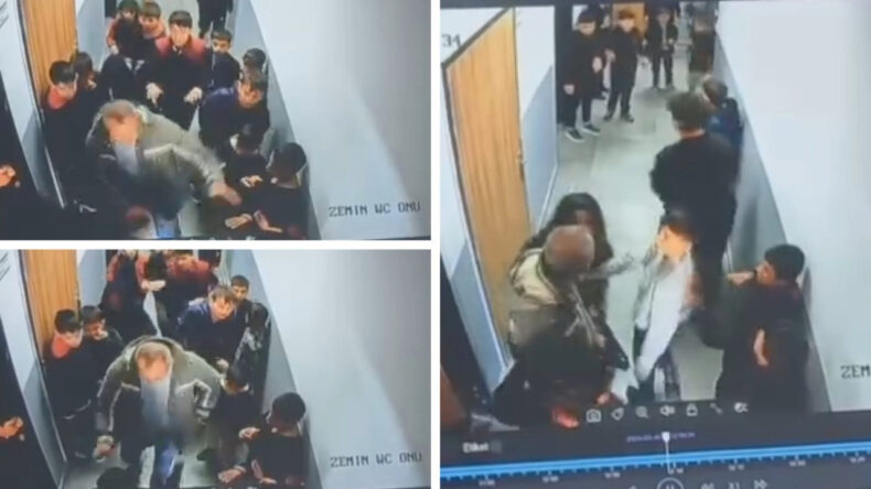 &Ccedil;ocuğuna Kar Topu Atan &Ouml;ğrenciyi Okula Gelip D&ouml;vd&uuml;