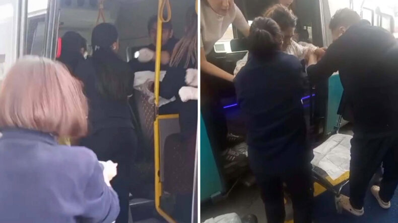 Dolmuşta doğum yaptı