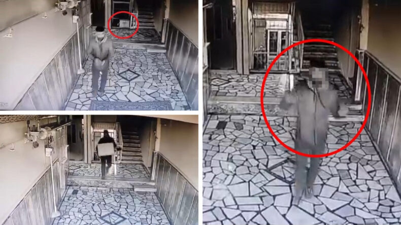 Kamerayı g&ouml;r&uuml;nce hırsızlıktan vazge&ccedil;ti