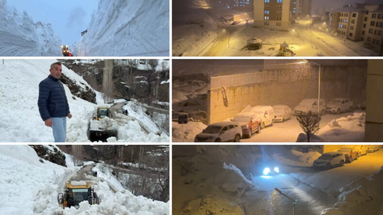 Kış geri geldi! Y&uuml;ksekova'da kar, Bah&ccedil;esaray'da &ccedil;ığ